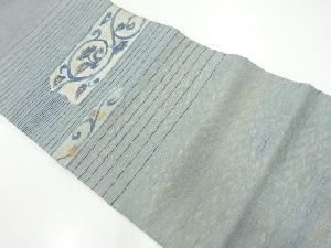 リサイクル　すくい織横段に唐花模様織出し袋帯